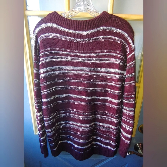 Calvin Klein Jeans Oversized Marled Burgundy/Silver Crewneck Sweater M - Picture 5 of 7